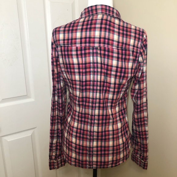 Garage button-up Plaid shirt stretch&fit M EUC tri - Picture 2 of 8
